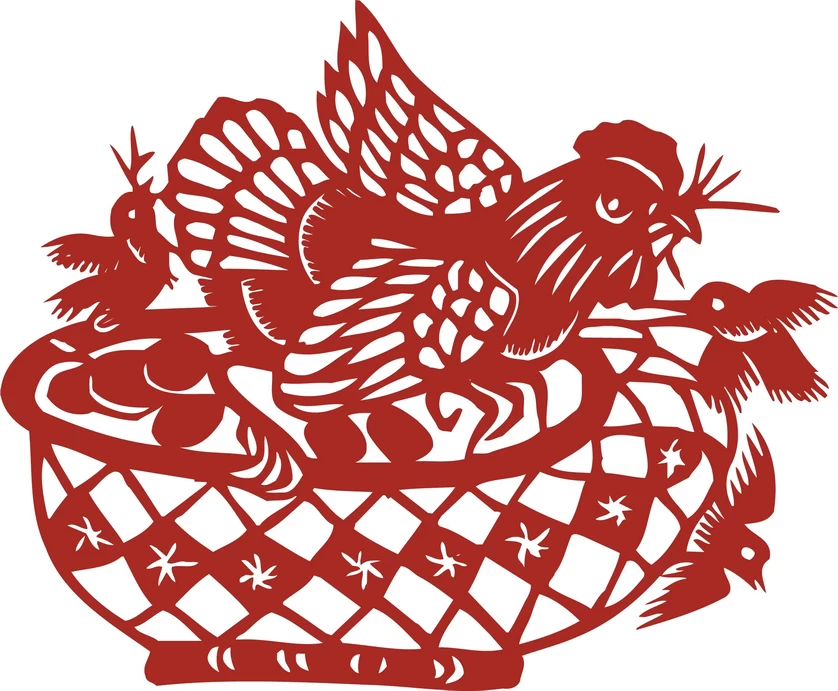 中国风中式传统喜庆民俗人物动物窗花剪纸插画边框AI矢量PNG素材【1275】